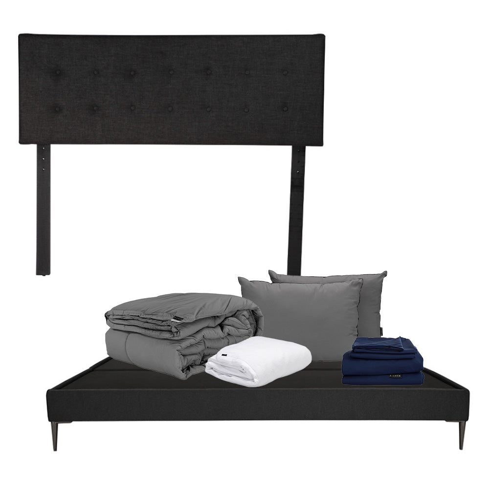 Cabecera Dicasa Bilbao con Base Slim Negro con Ropa de Cama