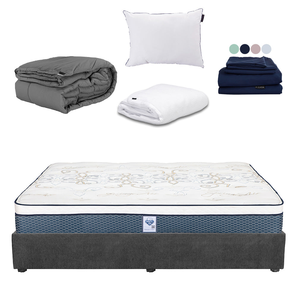 Colchón Spring Air Cantabria con Base Cama con Ropa de Cama