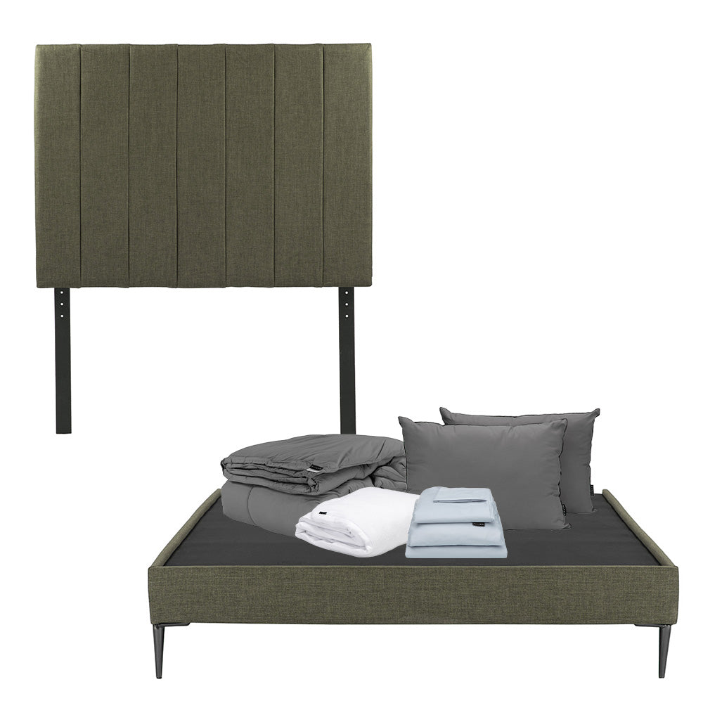 Cabecera Dicasa Argos con Base Slim Verde con Ropa de Cama