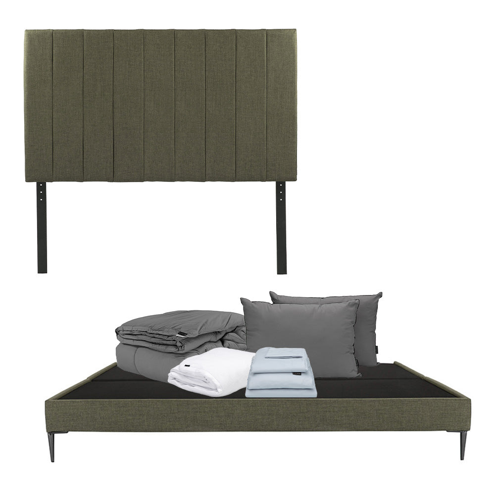 Cabecera Dicasa Argos con Base Slim Verde con Ropa de Cama