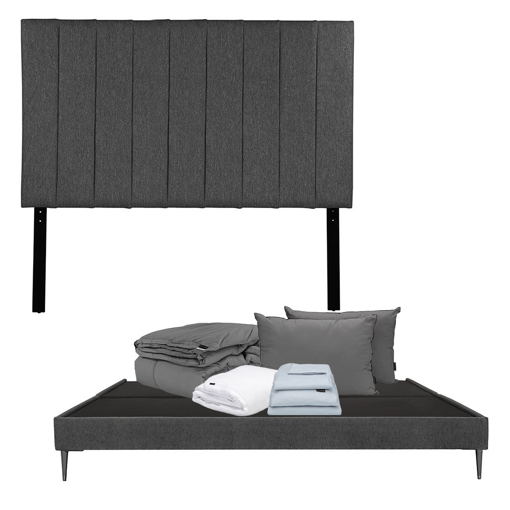 Cabecera Dicasa Argos con Base Slim Gris Carbón con Ropa de Cama