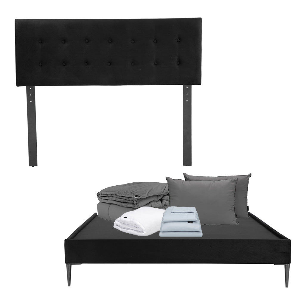 Cabecera Dicasa Bilbao con Base Slim Black con Ropa de Cama
