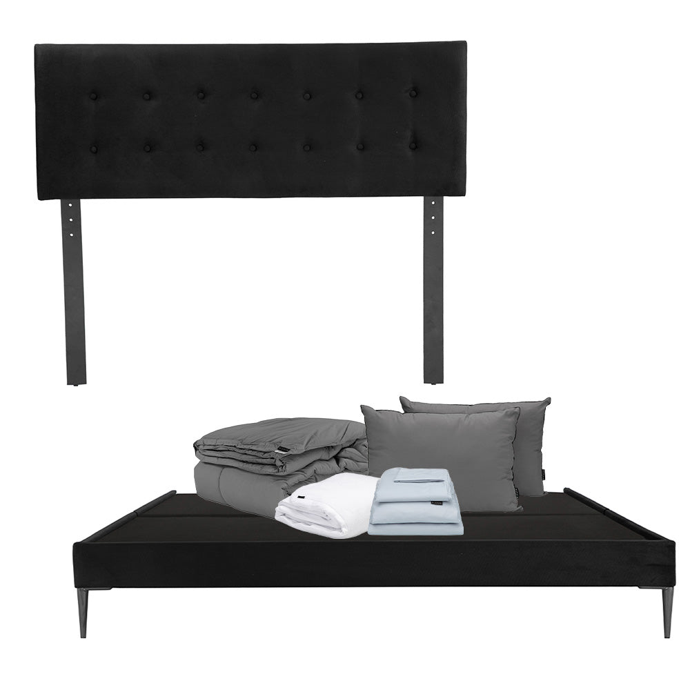 Cabecera Dicasa Bilbao con Base Slim Black con Ropa de Cama