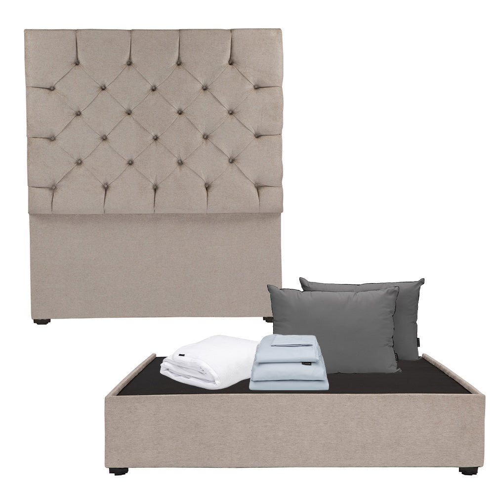 Cabecera Dicasa Capri con Base Cama con Ropa de Cama