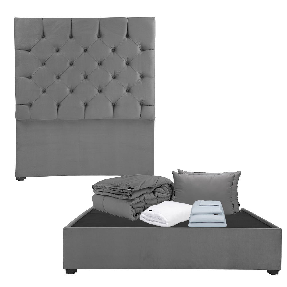 Cabecera Dicasa Capri con Base Cama con Ropa de Cama