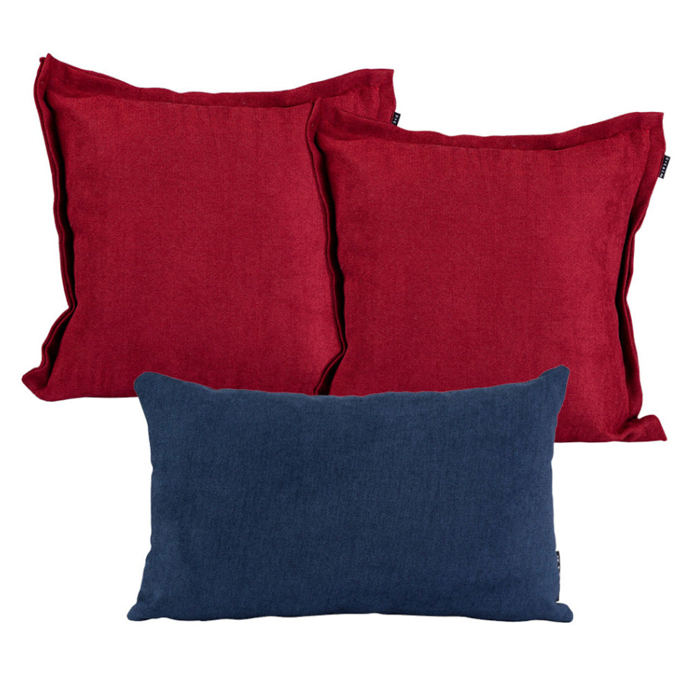 Set de 3 Cojines Dicasa 2 Kappa Rojo y 1 Delta Azul Marino