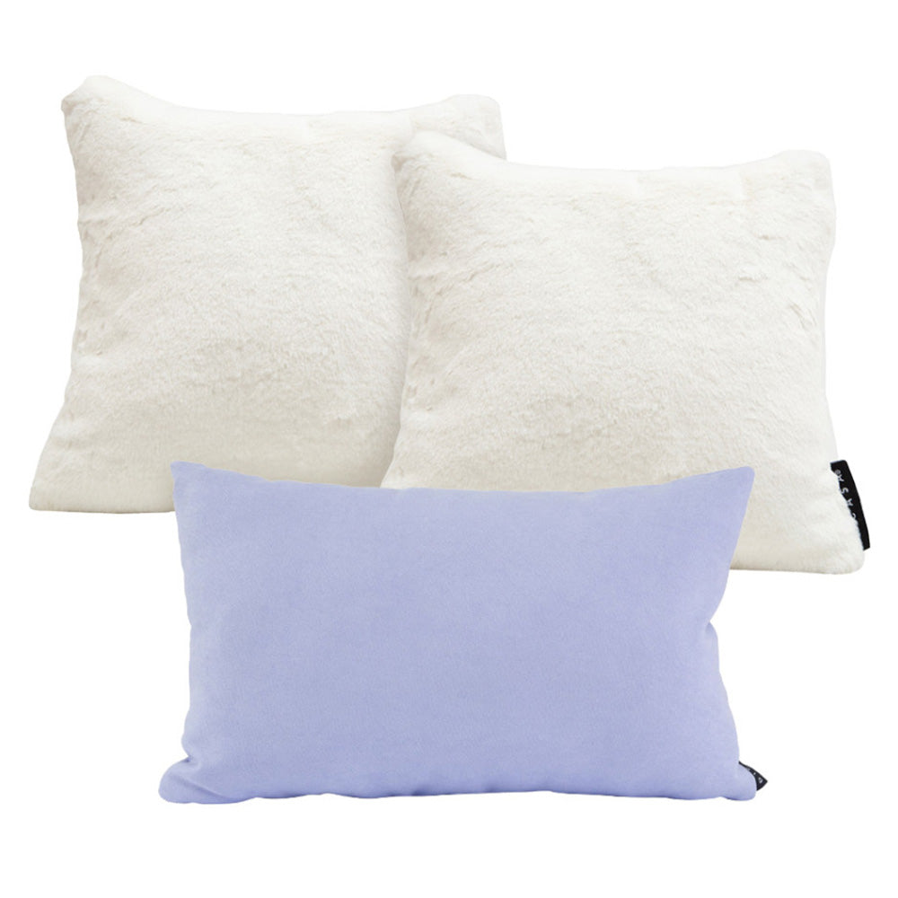 Set de 3 Cojines Dicasa 2 Zita Blanco y 1 Delta Lila