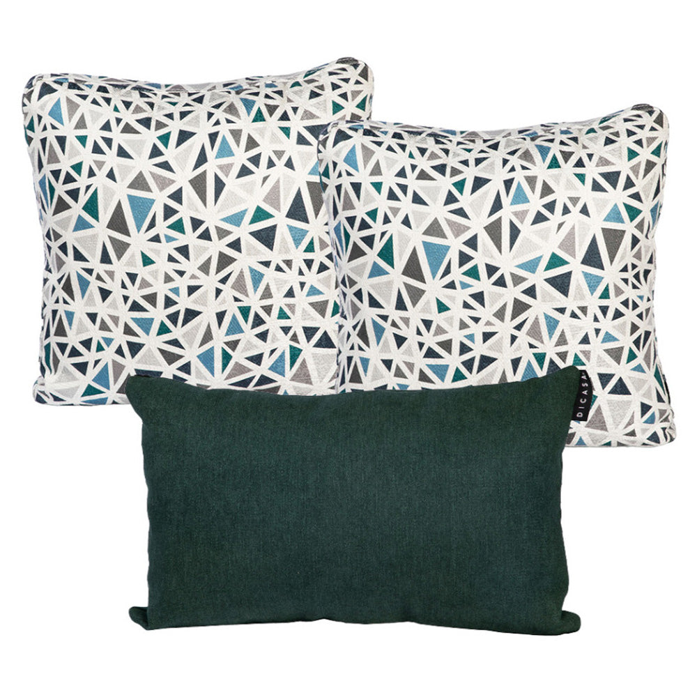 Set de 3 Cojines Dicasa 2 Zita Multicolor y 1 Delta Verde