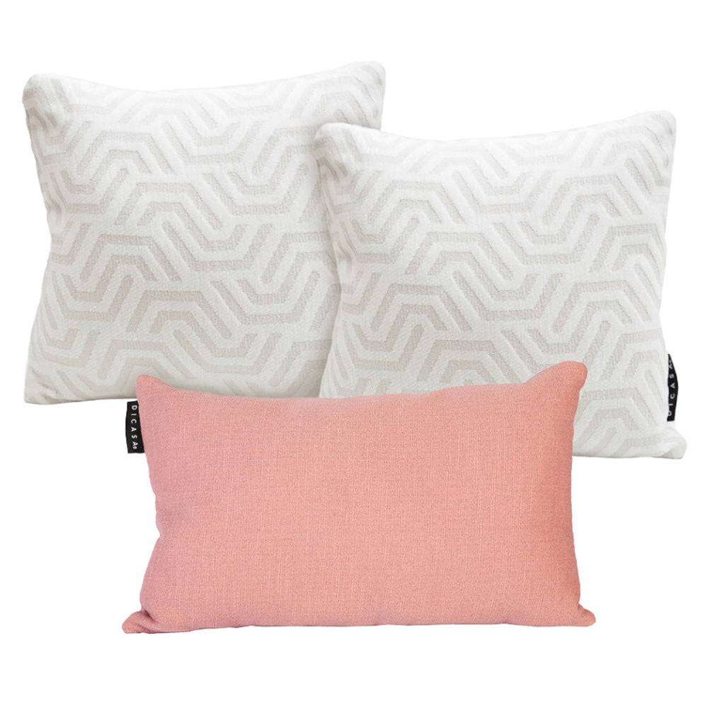 Set de 3 Cojines Dicasa 2 Zita Blanco y 1 Delta Palo de Rosa