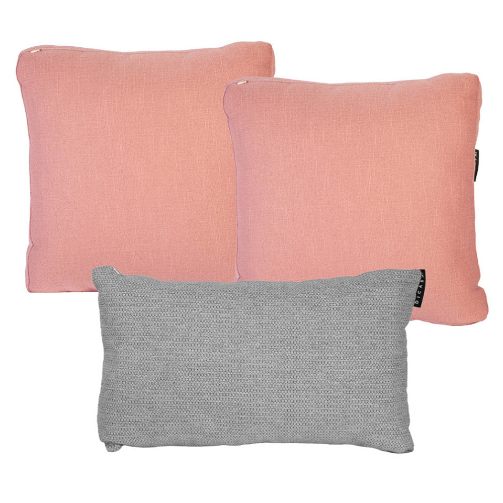 Set de 3 Cojines Dicasa 2 Zita Palo de Rosa y 1 Delta Plata