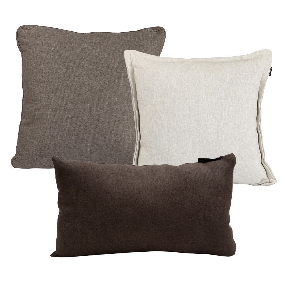 Set de 3 Cojines Dicasa Kappa Beige, Zita Sepia y Delta Chocolate