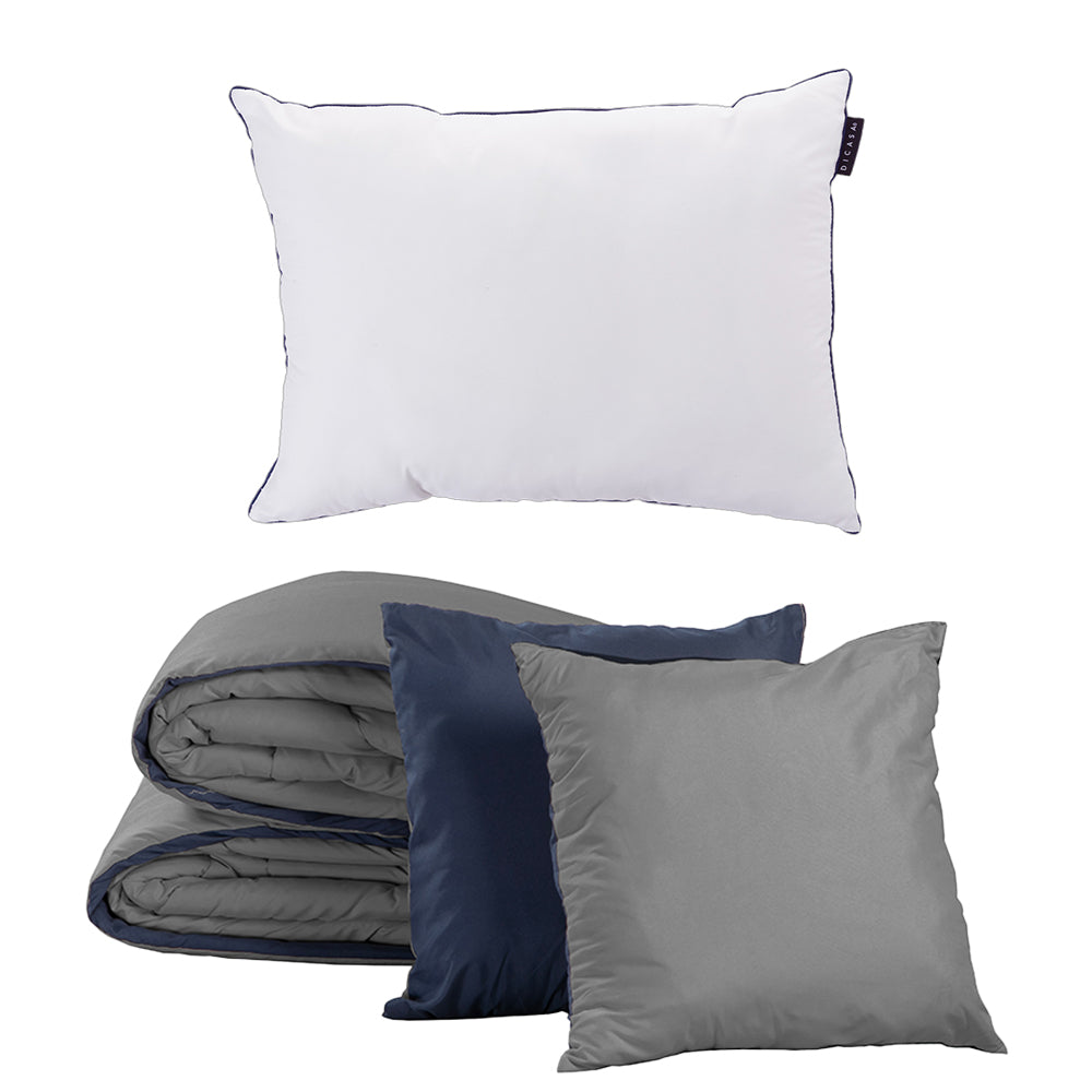 Edredón Dicasa Couzy Azul Marino y Gris Oxford con Ropa de cama