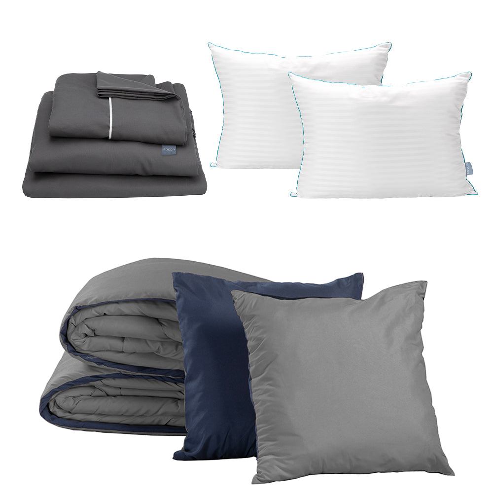 Edredón Dicasa Couzy Azul Marino y Gris Oxford con Ropa de cama