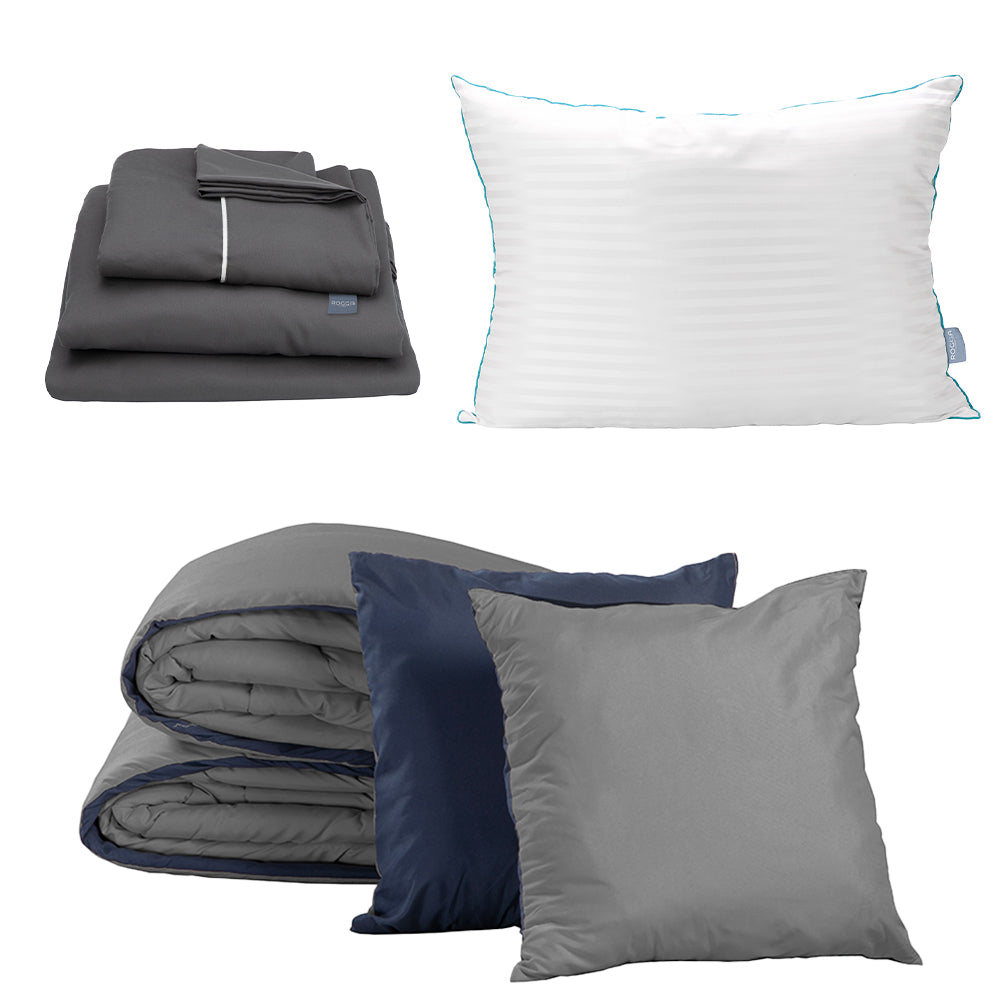 Edredón Dicasa Couzy Azul Marino y Gris Oxford con Ropa de cama