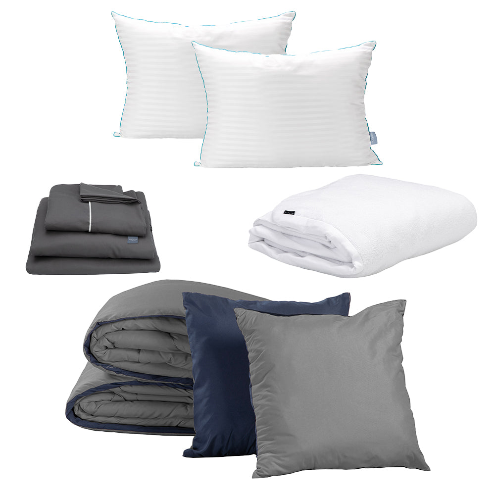 Edredón Dicasa Couzy Azul Marino y Gris Oxford con Ropa de cama