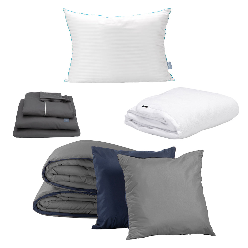 Edredón Dicasa Couzy Azul Marino y Gris Oxford con Ropa de cama