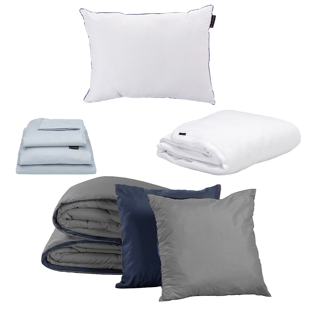 Edredón Dicasa Couzy Azul Marino y Gris Oxford con Ropa de cama