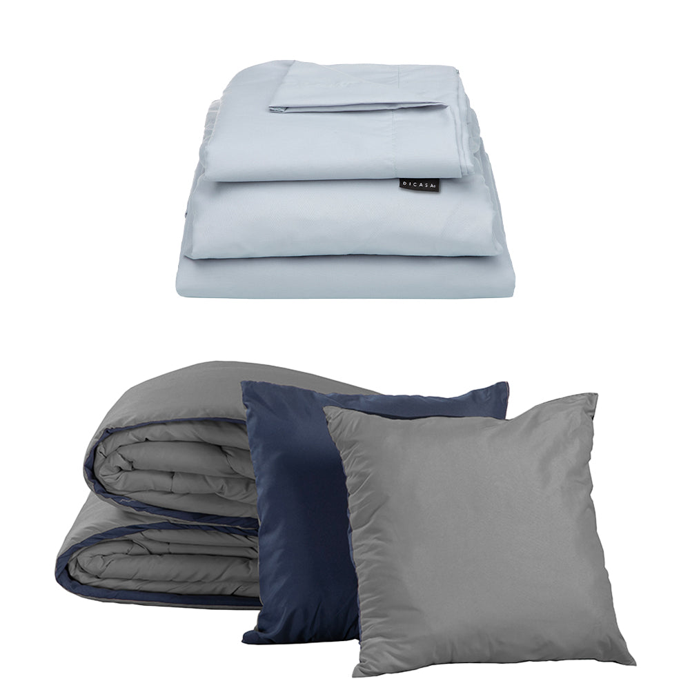 Edredón Dicasa Couzy Azul Marino y Gris Oxford con Ropa de cama