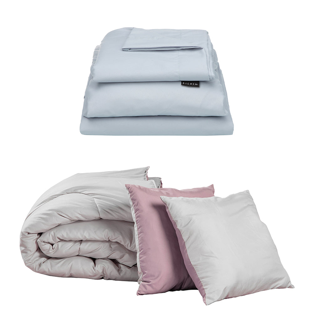 Edredón Dicasa Couzy Gris y Lila con Ropa de cama