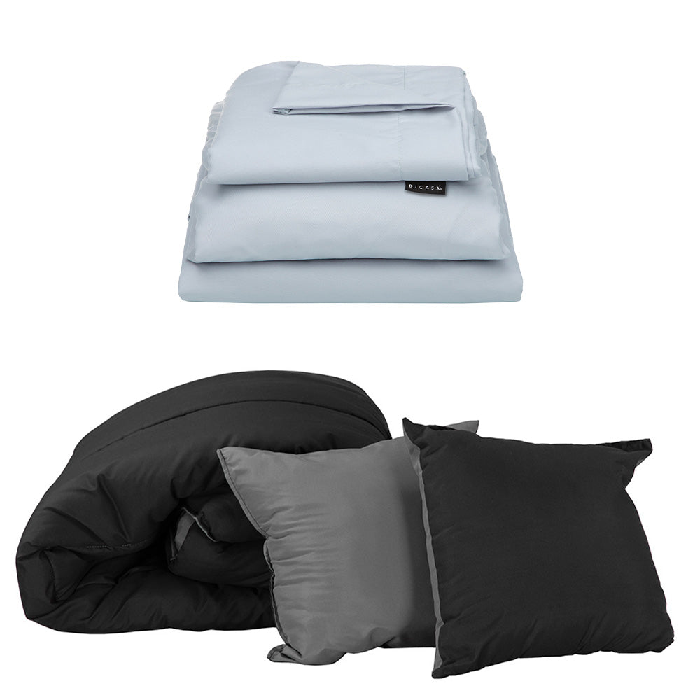 Edredón Dicasa Couzy Negro-Gris Oxford con Ropa de Cama