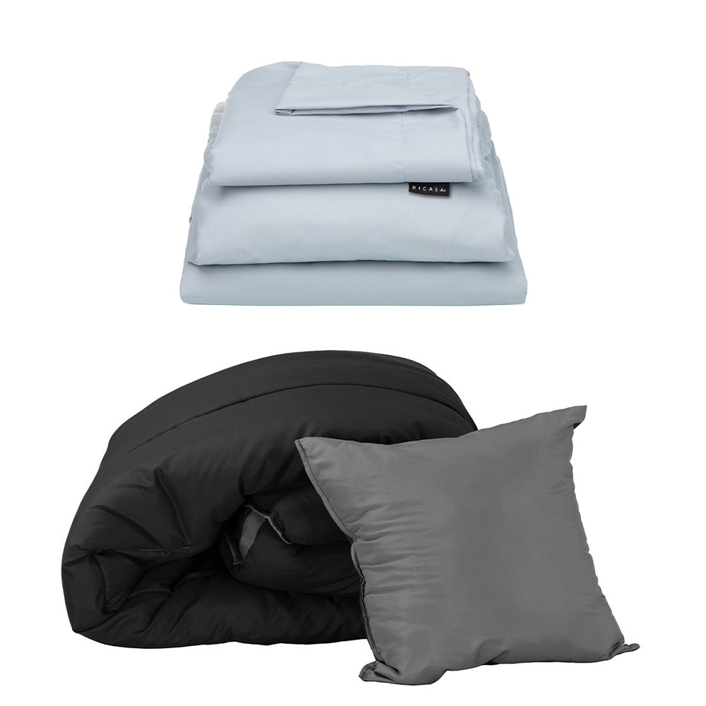 Edredón Dicasa Couzy Negro-Gris Oxford con Ropa de Cama