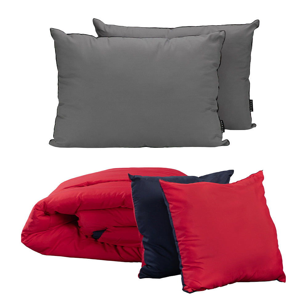 Edredón Dicasa Couzy Azul Marino y Rojo con Ropa de Cama