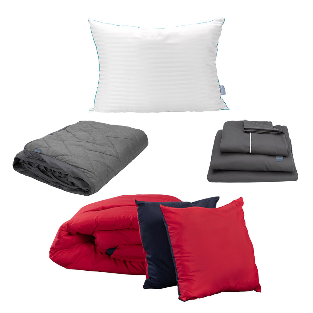 Edredón Dicasa Couzy Azul Marino y Rojo con Ropa de Cama