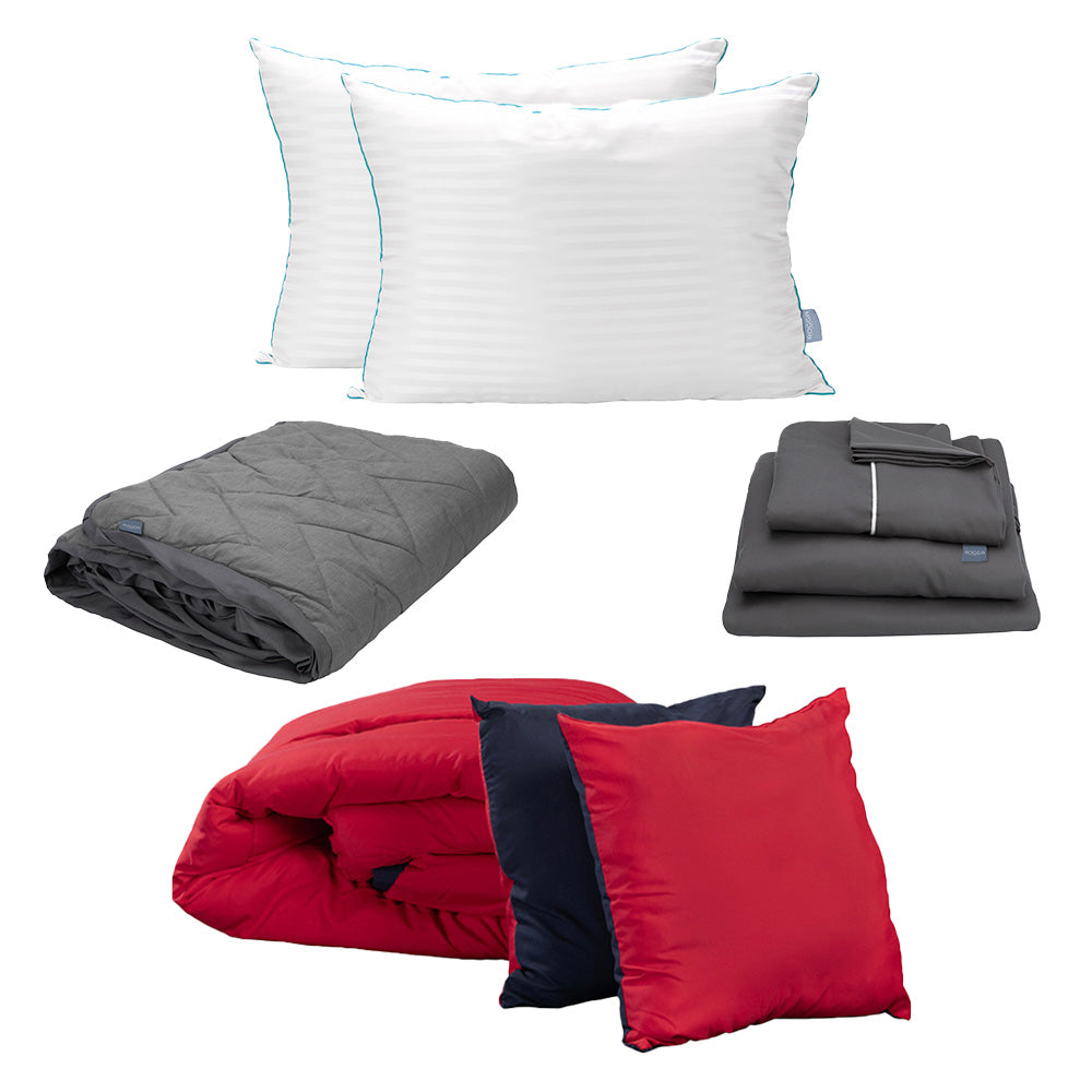 Edredón Dicasa Couzy Azul Marino y Rojo con Ropa de Cama