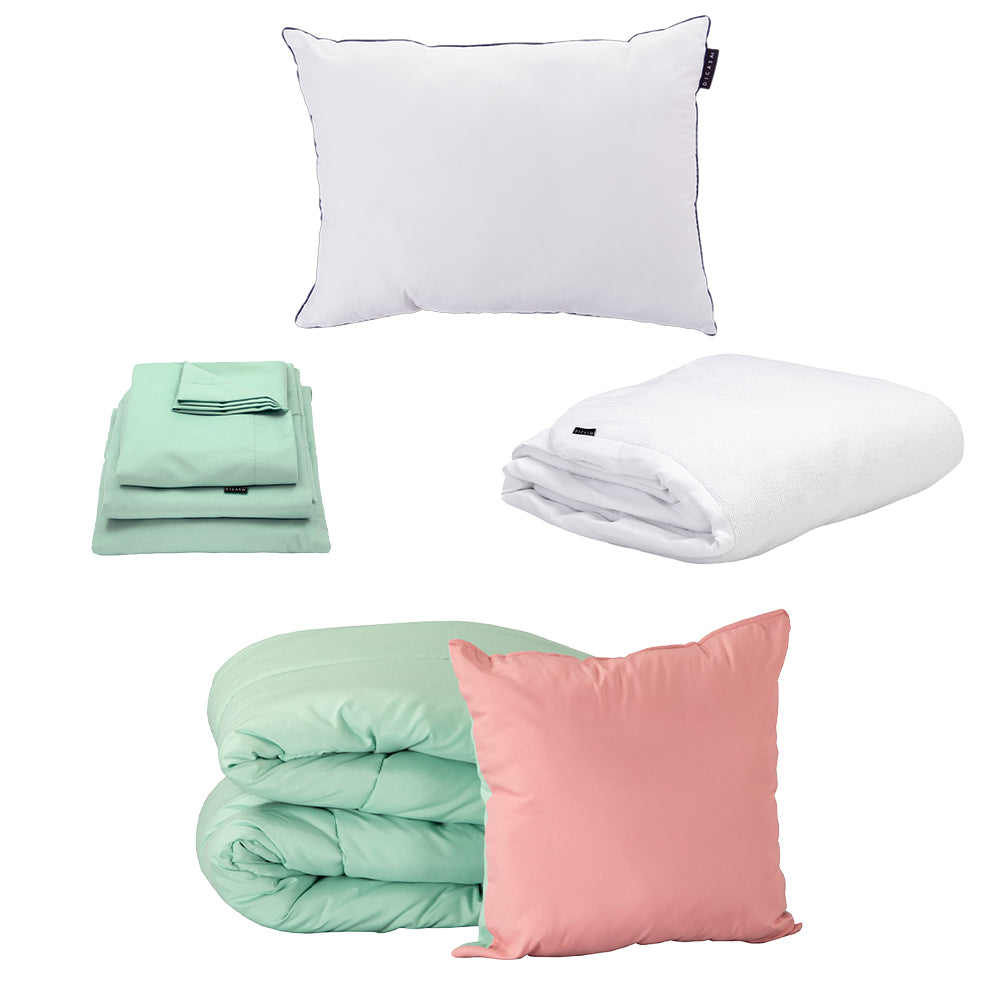 Edredón Dicasa Couzy Rosa-Menta con Ropa de Cama