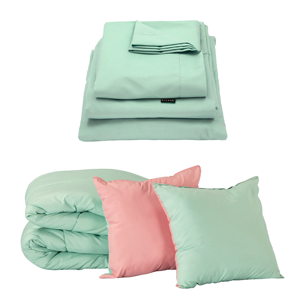 Edredón Dicasa Couzy Rosa-Menta con Ropa de Cama