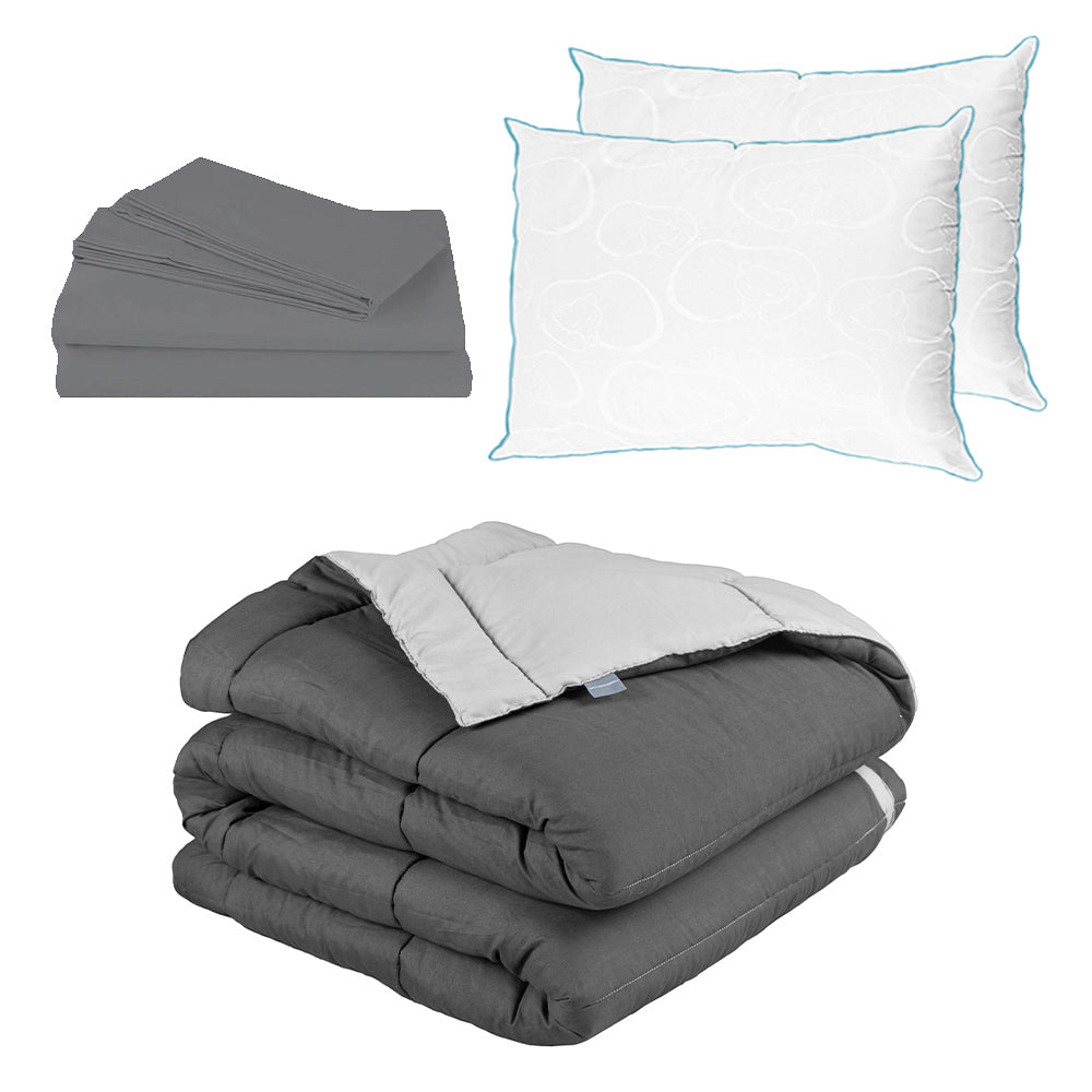 Edredón Rogga Gris Oxford-Gris Perla con Ropa de Cama