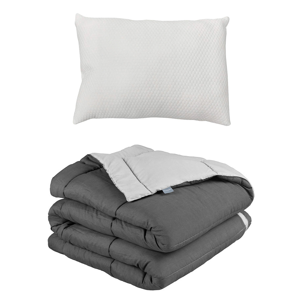 Edredón Rogga Gris Oxford-Gris Perla con Ropa de Cama