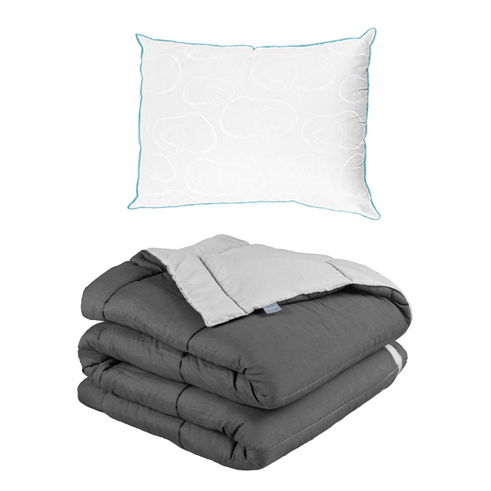 Edredón Rogga Gris Oxford-Gris Perla con Ropa de Cama