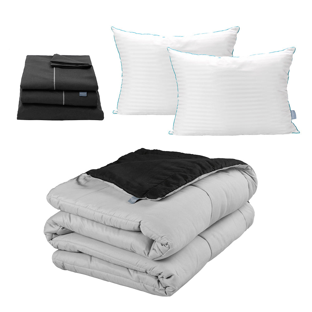 Edredón Rogga Negro-Gris Perla con Ropa de Cama