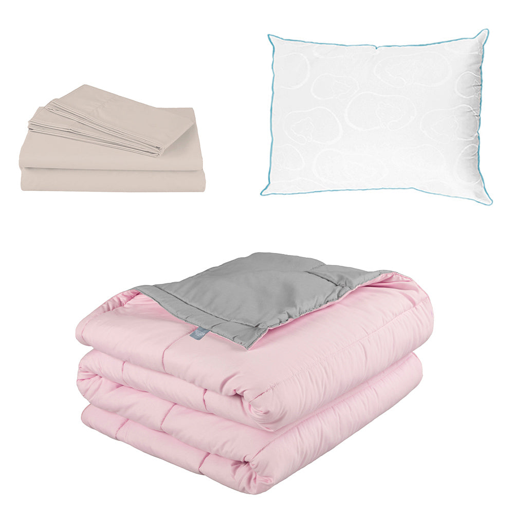 Edredón Rogga Rosa-Gris Perla con Ropa de Cama