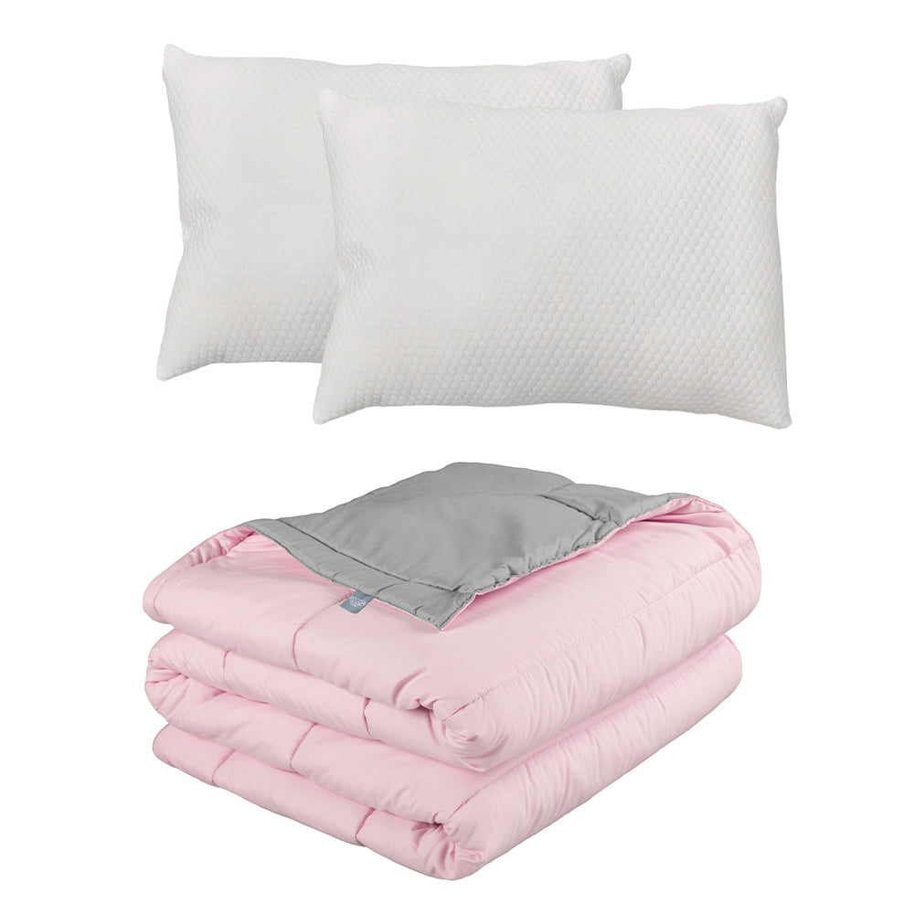 Edredón Rogga Rosa-Gris Perla con Ropa de Cama