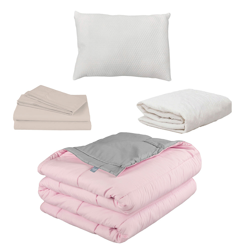 Edredón Rogga Rosa-Gris Perla con Ropa de Cama