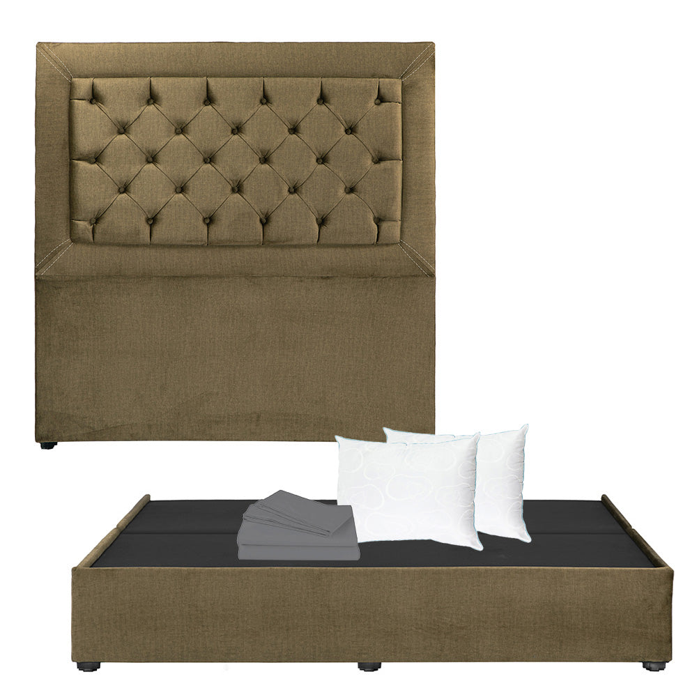 Cabecera Dicasa Mary con Base Cama Verde con Ropa de Cama