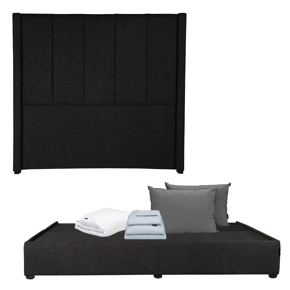 Cabecera Dicasa Nizza con Base Cama Negro con Ropa de Cama