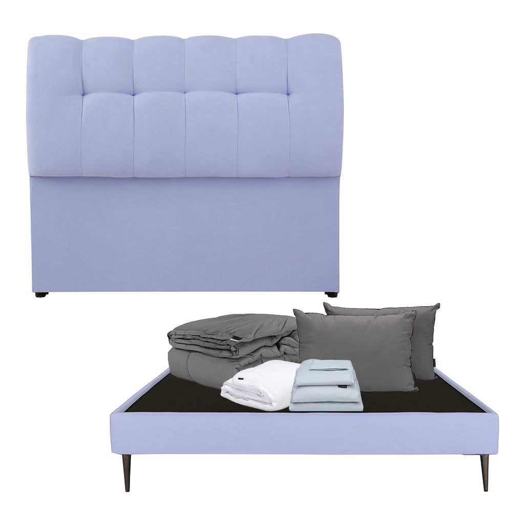 Cabecera Dicasa Nube con Base Slim Lila con Ropa de Cama