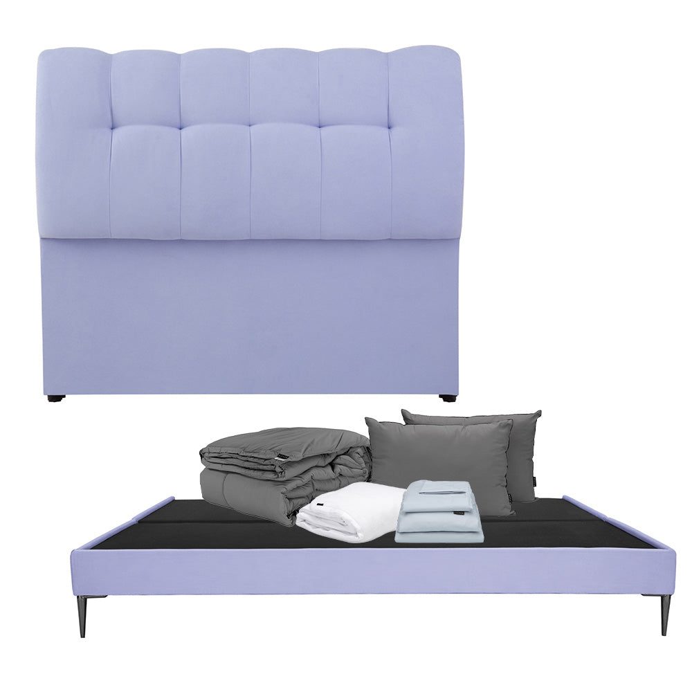 Cabecera Dicasa Nube con Base Slim Lila con Ropa de Cama