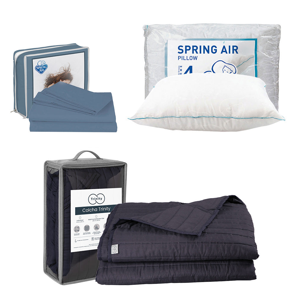 Colcha Trinity Azul Marino con Ropa de Cama