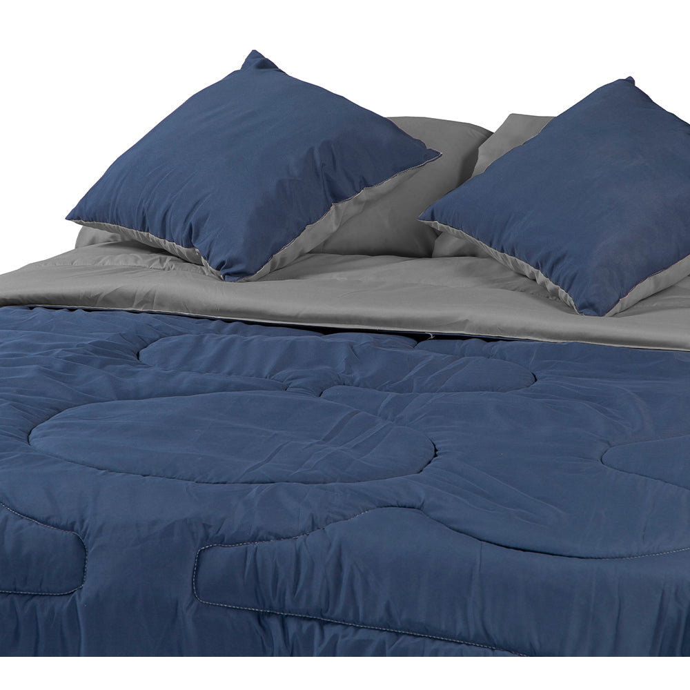 Edredón Dicasa Couzy Azul Marino y Gris Oxford con Ropa de cama