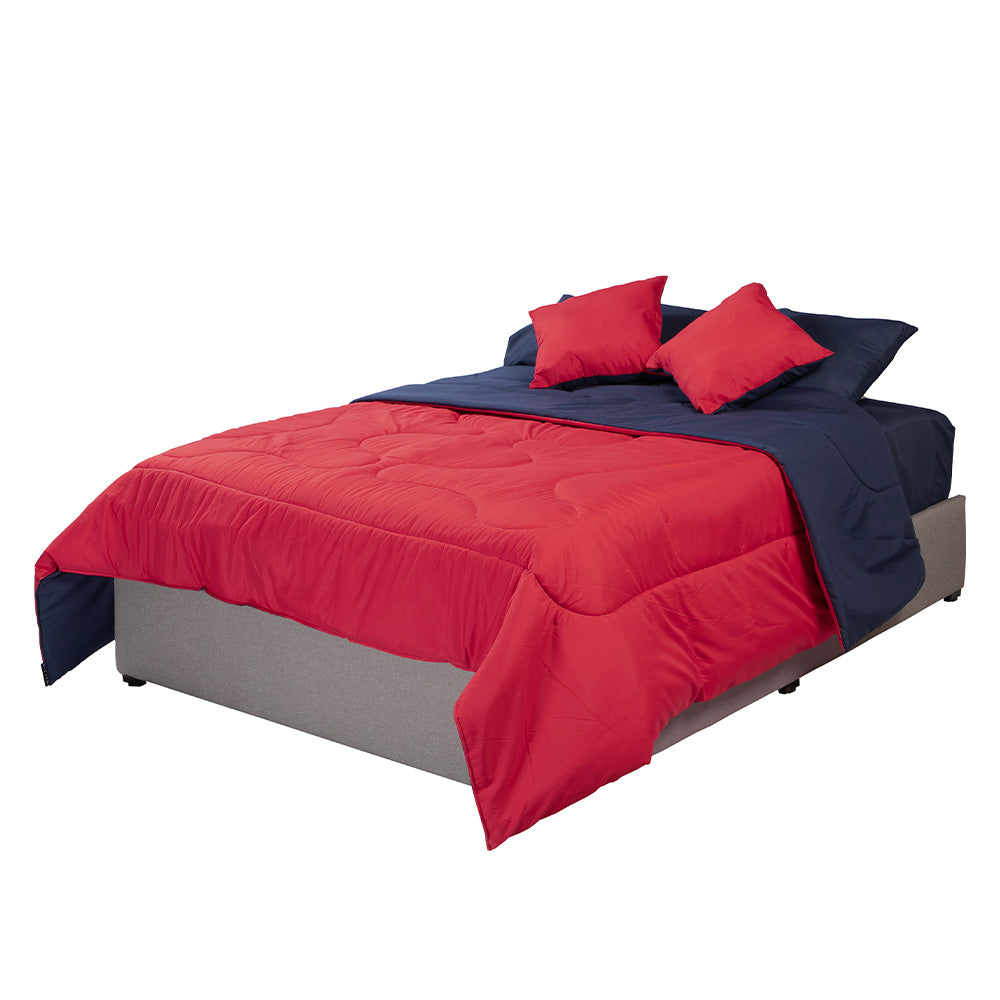Edredón Dicasa Couzy Azul Marino y Rojo con Ropa de Cama