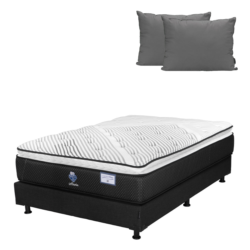 Colchón Spring Air Alaska con Box con Ropa de Cama