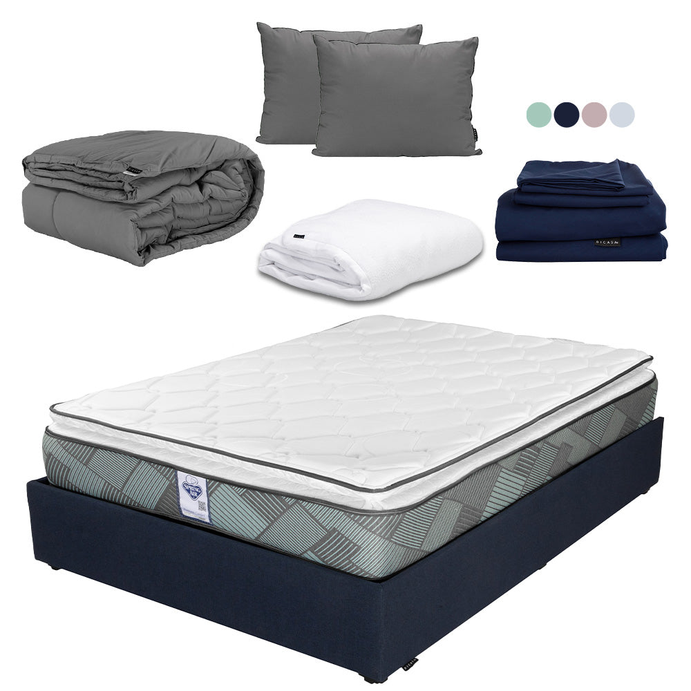 Colchón Spring Air Baggio con Base Cama con Ropa de Cama