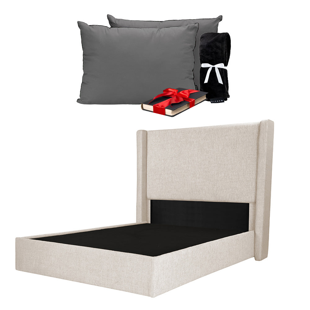 Cabecera Dicasa Planx con Base Cama. Regalo: Almohadas, Frazada y Libro
