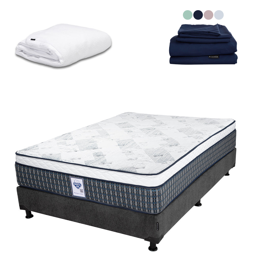 Colchón Spring Air Cardona con Box con Ropa de Cama