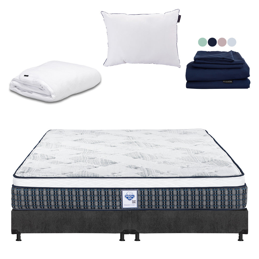 Colchón Spring Air Cardona con Box con Ropa de Cama