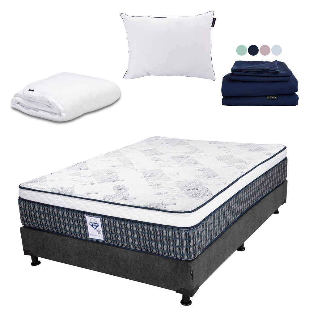 Colchón Spring Air Cardona con Box con Ropa de Cama